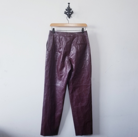 Zara Leather Snakeskin Wide Leg Pants Size XS EUC - Picture 3 of 5